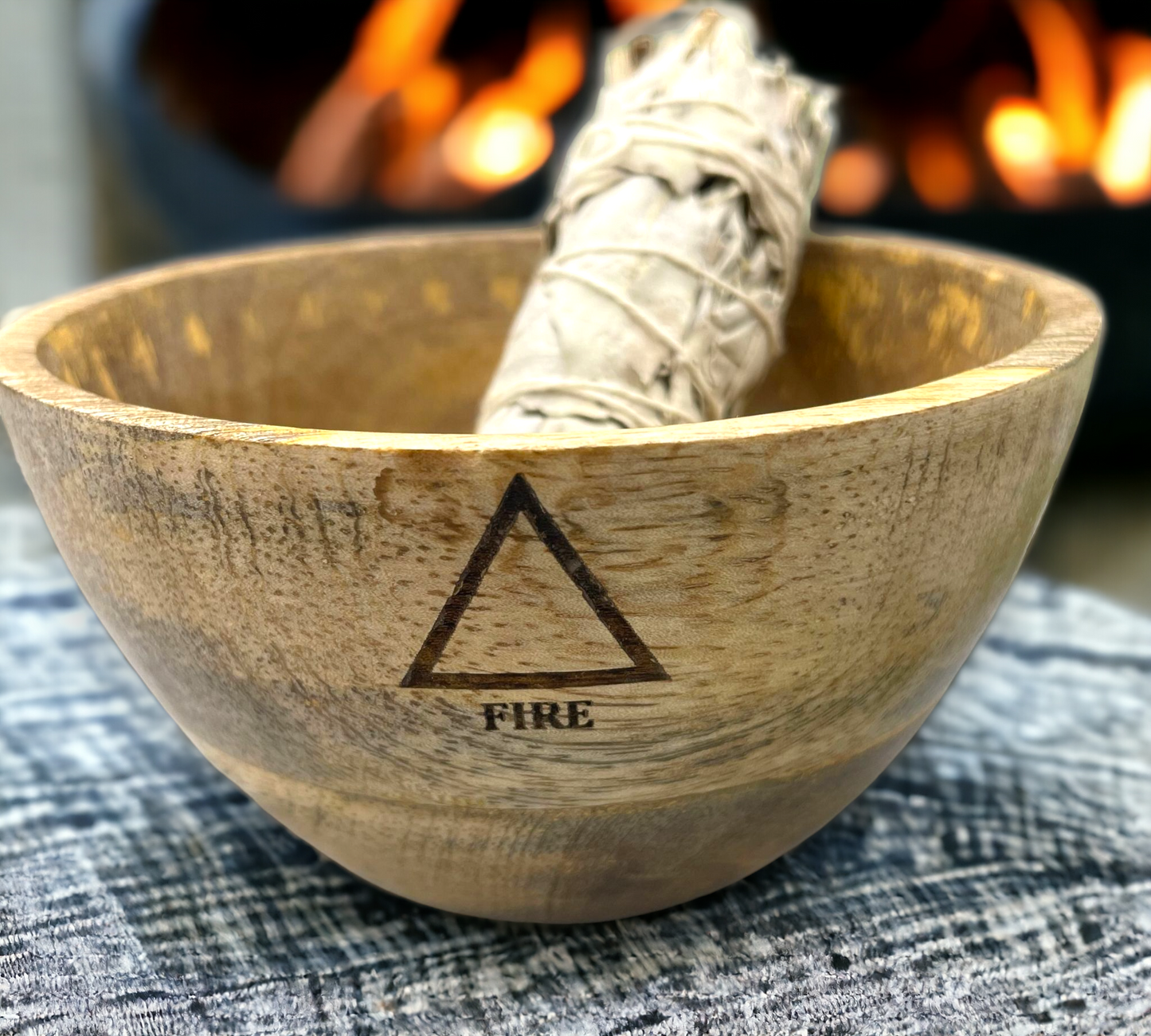 Elemental Mango Wood Smudge and Ritual Offering Bowl