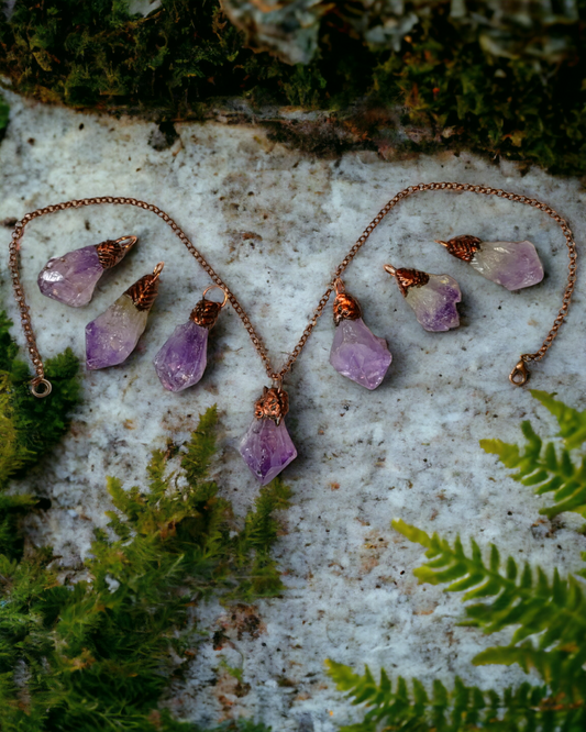 Amethyst Rough Point Pendants