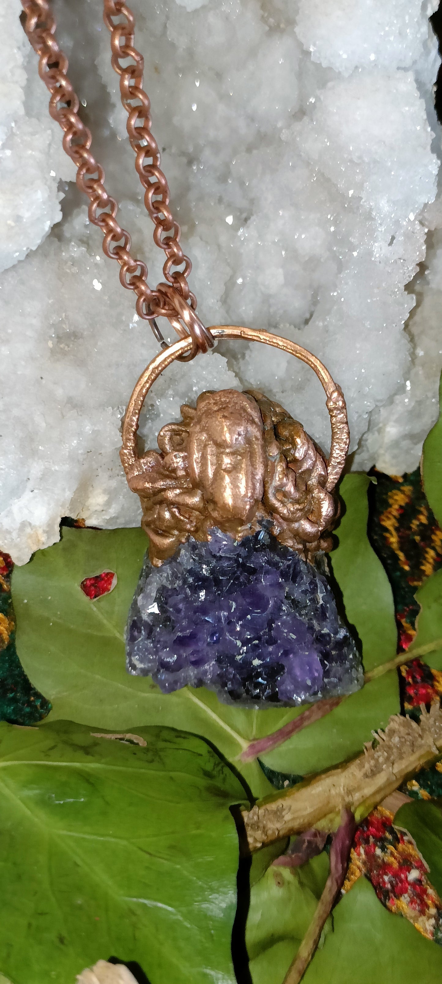 Stunning Amethyst Cluster and Copper Pendant