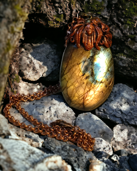 Large Statement Labradorite Pendant 5.5cm