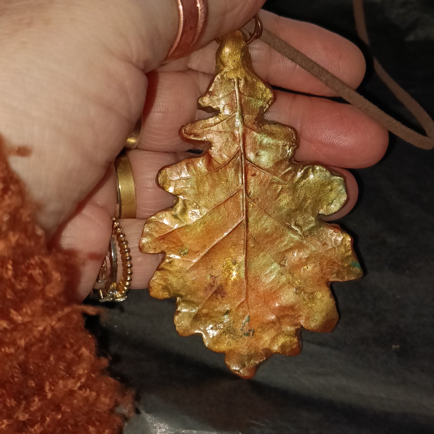 Large Clay Oak Leaf Pendant