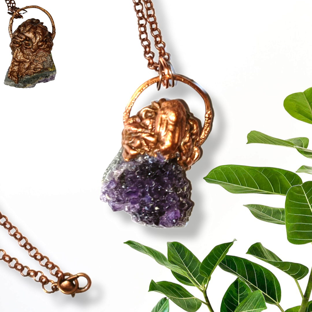 Stunning Amethyst Cluster and Copper Pendant