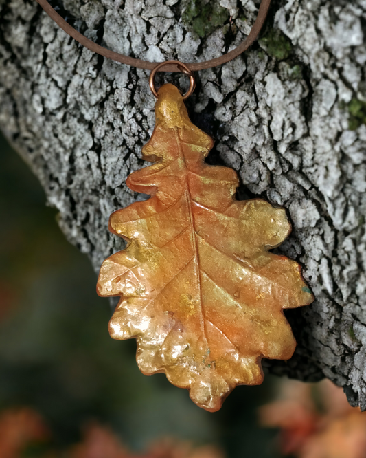 Large Clay Oak Leaf Pendant