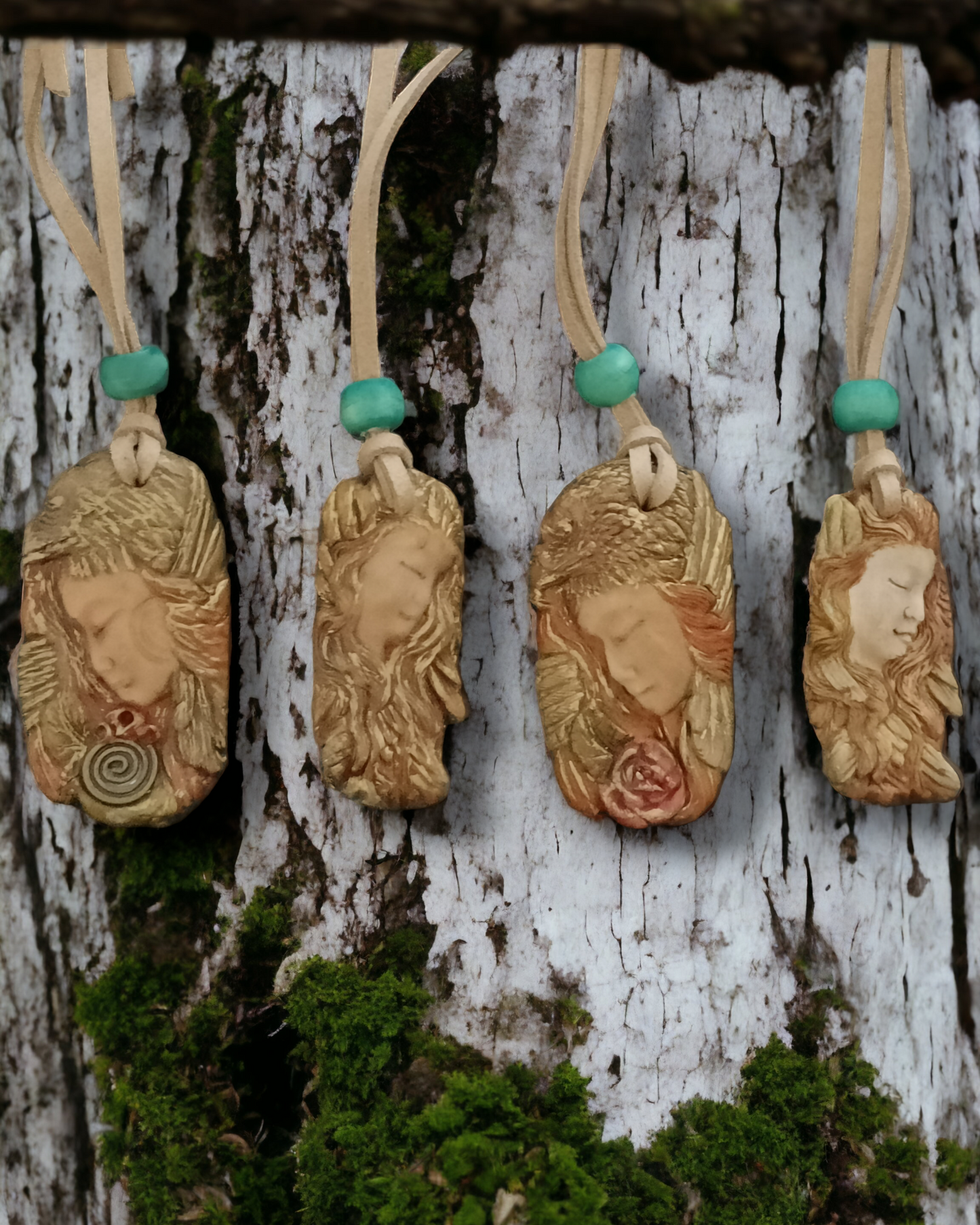 Sleeping Mother Earth Tribal Goddess Clay Pendants