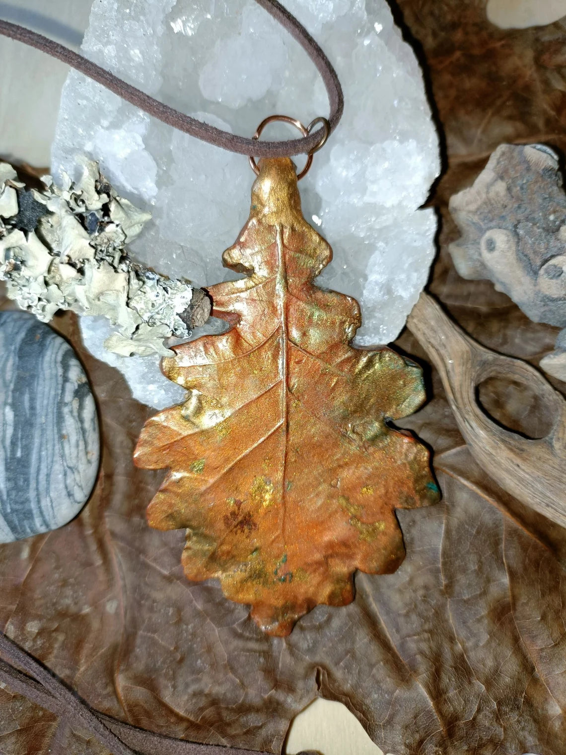 Large Clay Oak Leaf Pendant