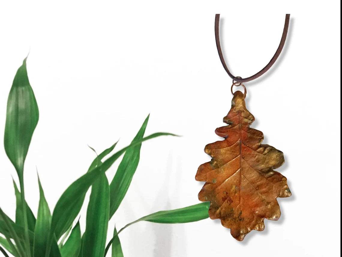 Large Clay Oak Leaf Pendant