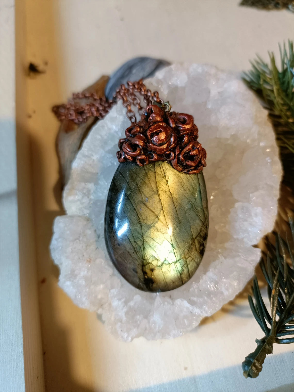 Large Statement Labradorite Pendant 5.5cm