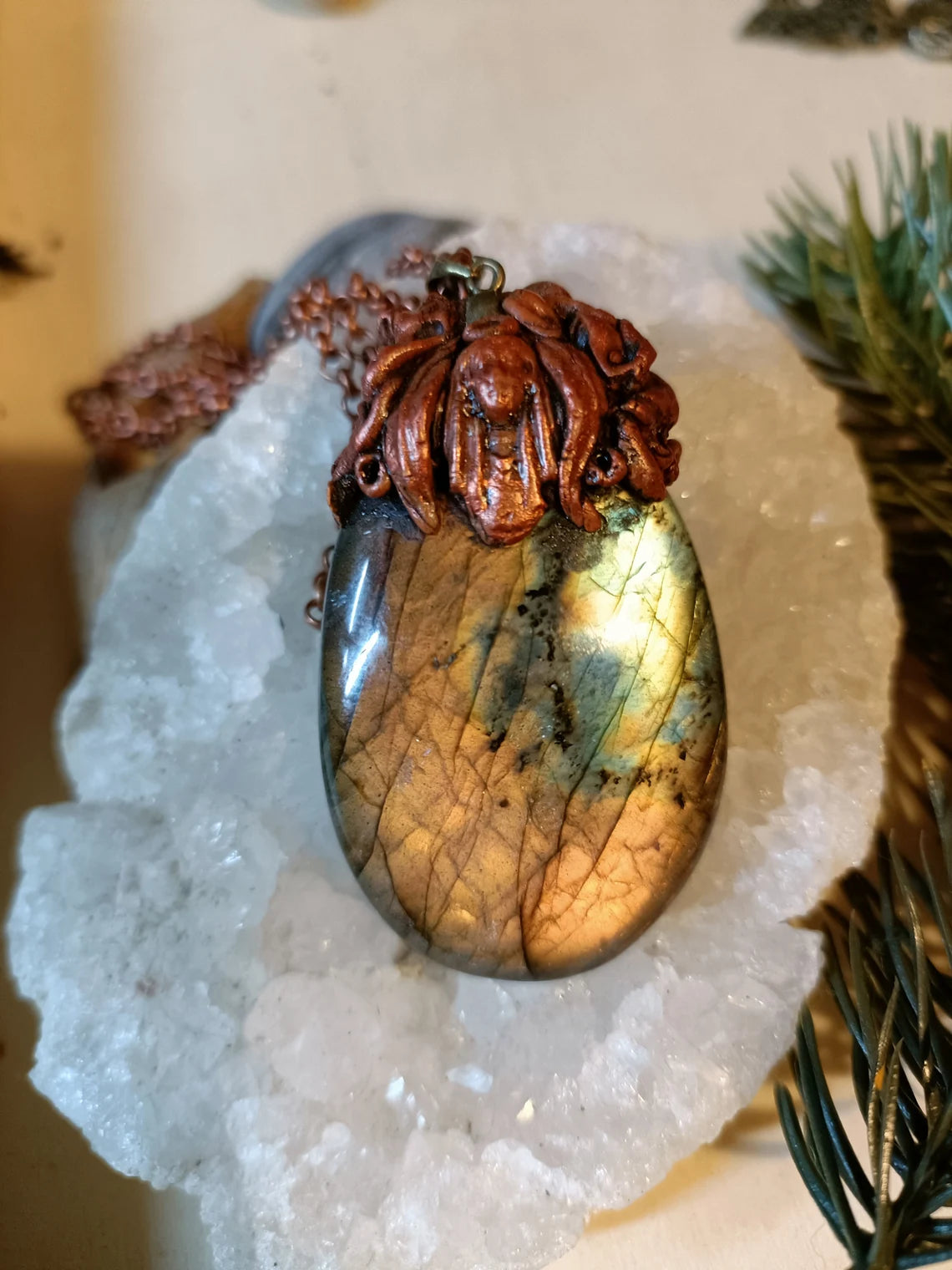 Large Statement Labradorite Pendant 5.5cm