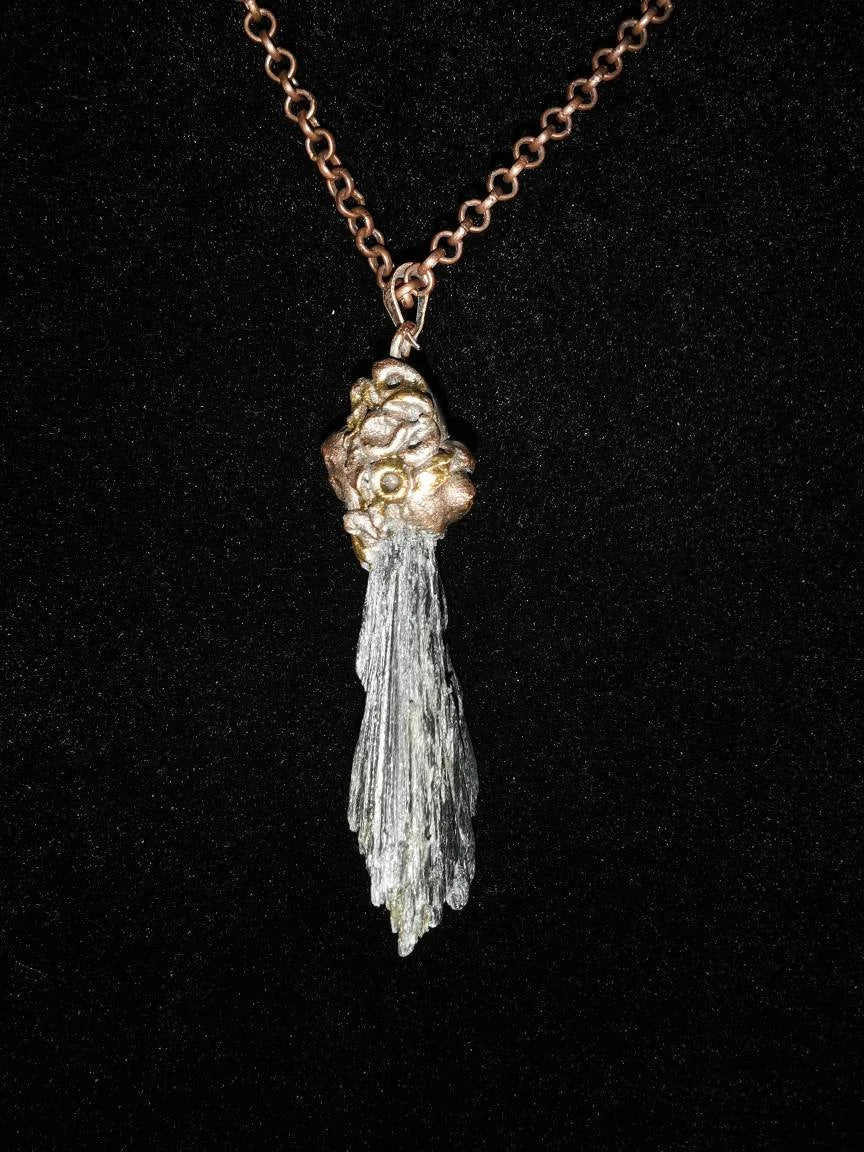 Black Kyanite and Copper Pendant