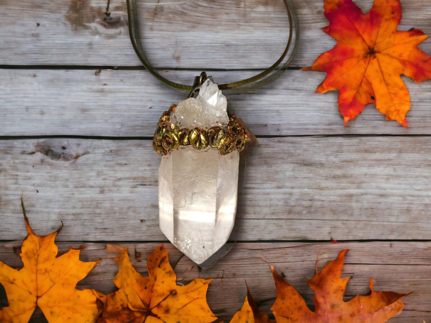 Clear Quartz Point & Druzy Statement Pendant OOAK Energy Spiritual Jewellery