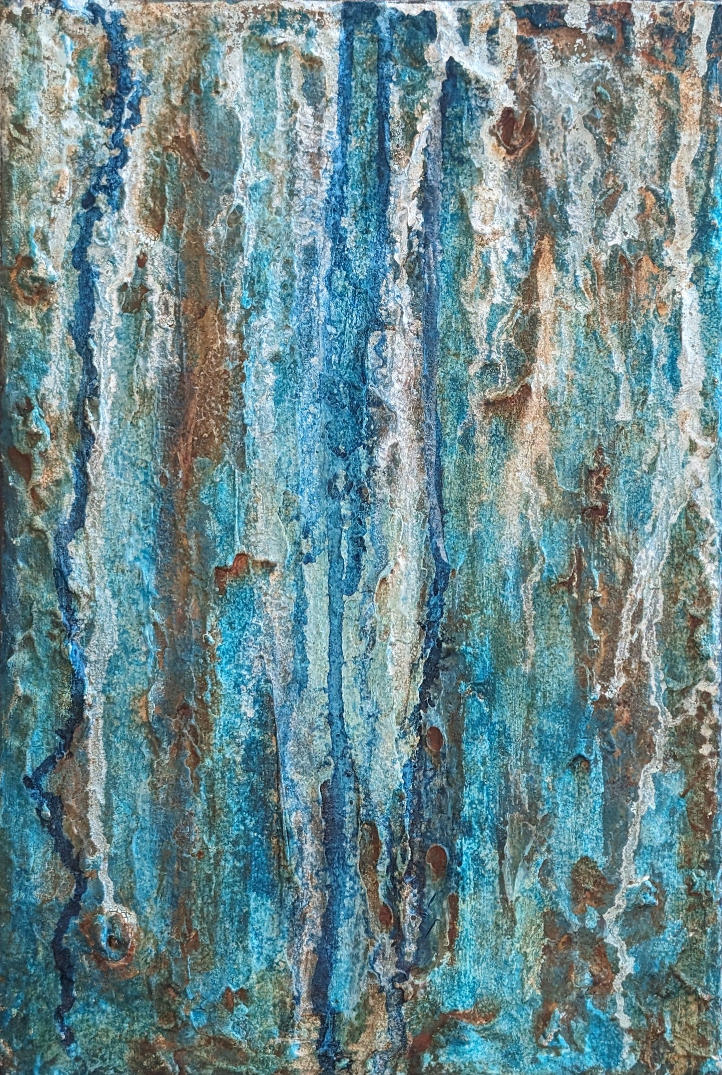 Time Will Tell - Environmental Art by Shelly Cook Abstract Texture Rust Decay Original Painting